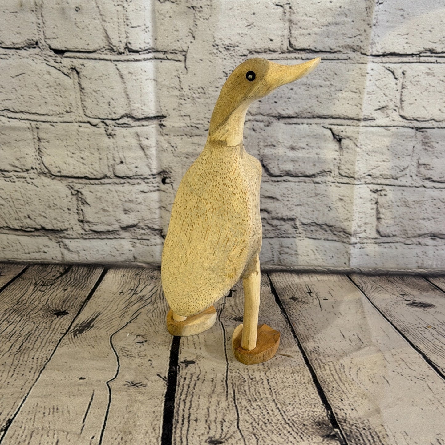 Looking Right 25cm Tall Wooden Smooth Duckling Baby Duck Bamboo Root Fairtrade4