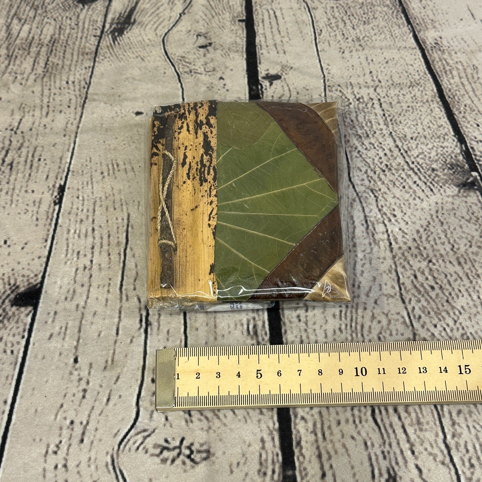 Natural Leaf Note Book 12cm x 10cm With Paper Made From Bamboo Pulp Design 52