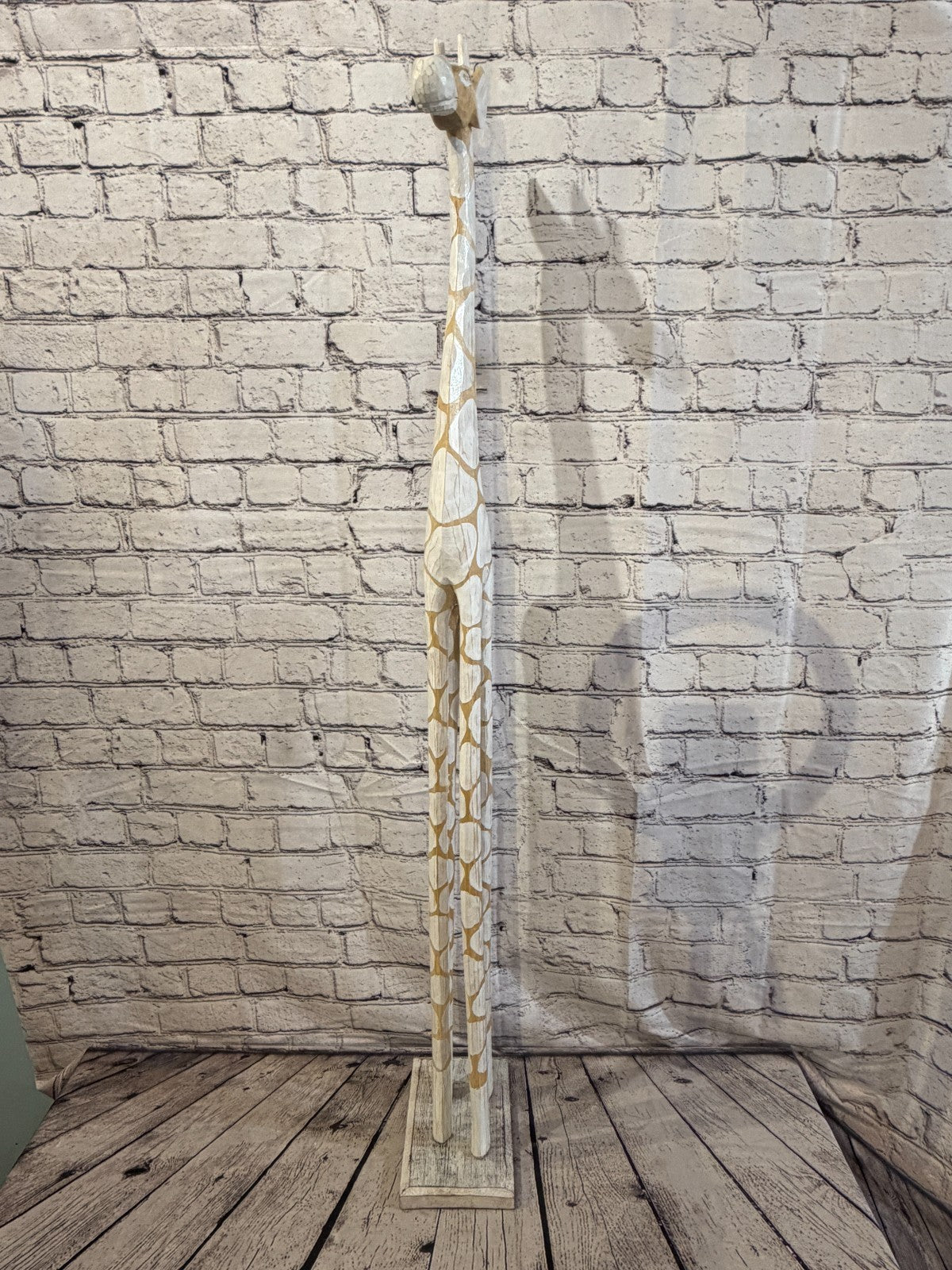 120cm White Dot Wooden Giraffe Standing Single Carve Solid Wood Giraffe Handmade1