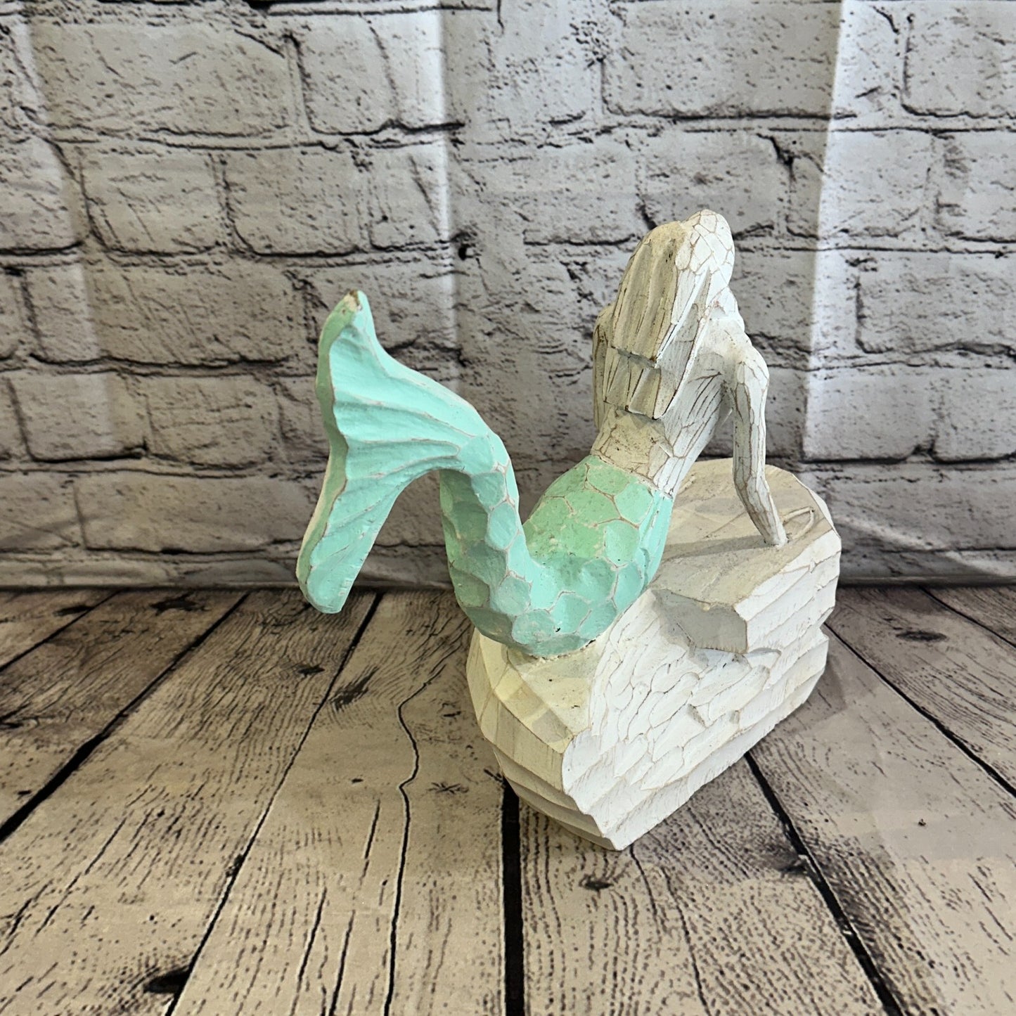 25cm Laying Front Wooden Mermaid Wall Decor Nautical Wood Mermaid Wall Sculpture5