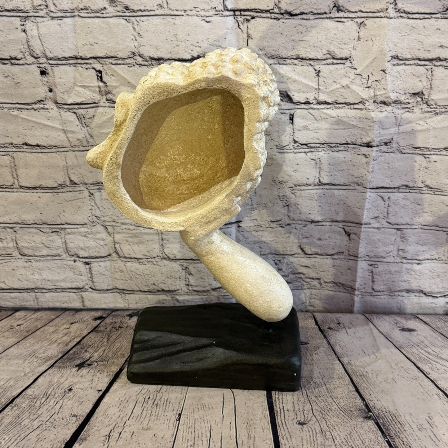White 45cm x 25cm Thai Buddha Head In Hand On Base Statue Resin Hindu4