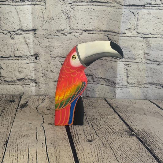 15cm Bright Red Toucan Bird Ornament Statue Fair Trade Hand Made Carved Wood0