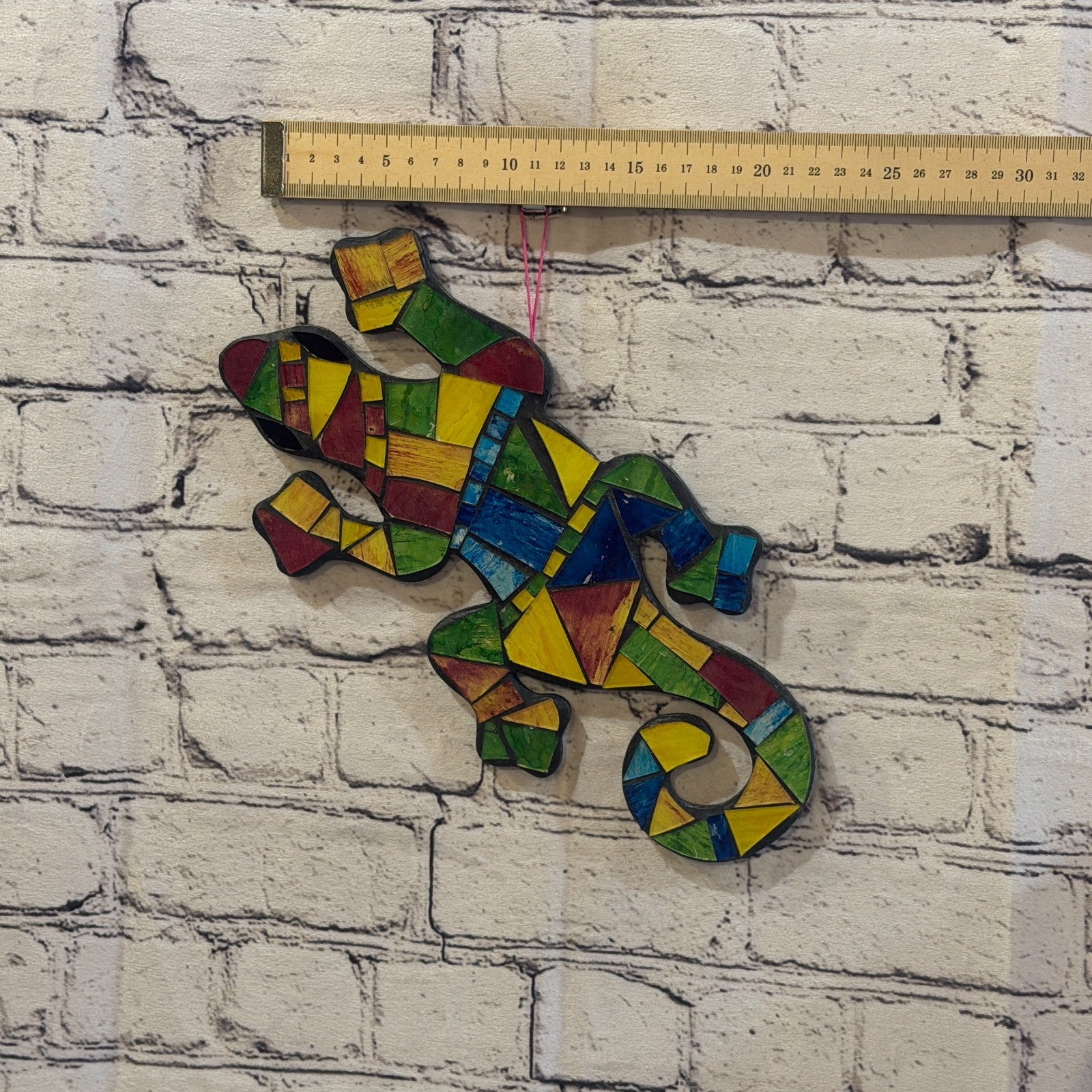 Rainbow Gecko Lizard Mosaic Tile Wall Hanging Mirror 30cm x 15cm Handmade New3