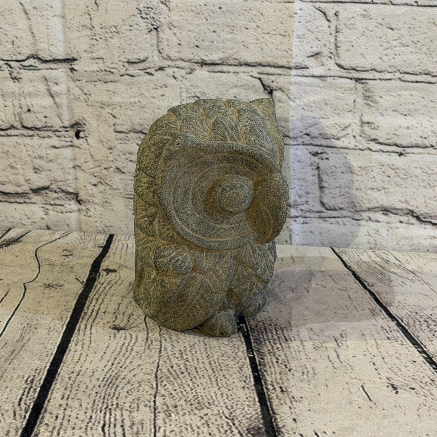 Standing Barn Owl Stone Garden 10cm x 15cm Ornament Indoor Statue Hindu2
