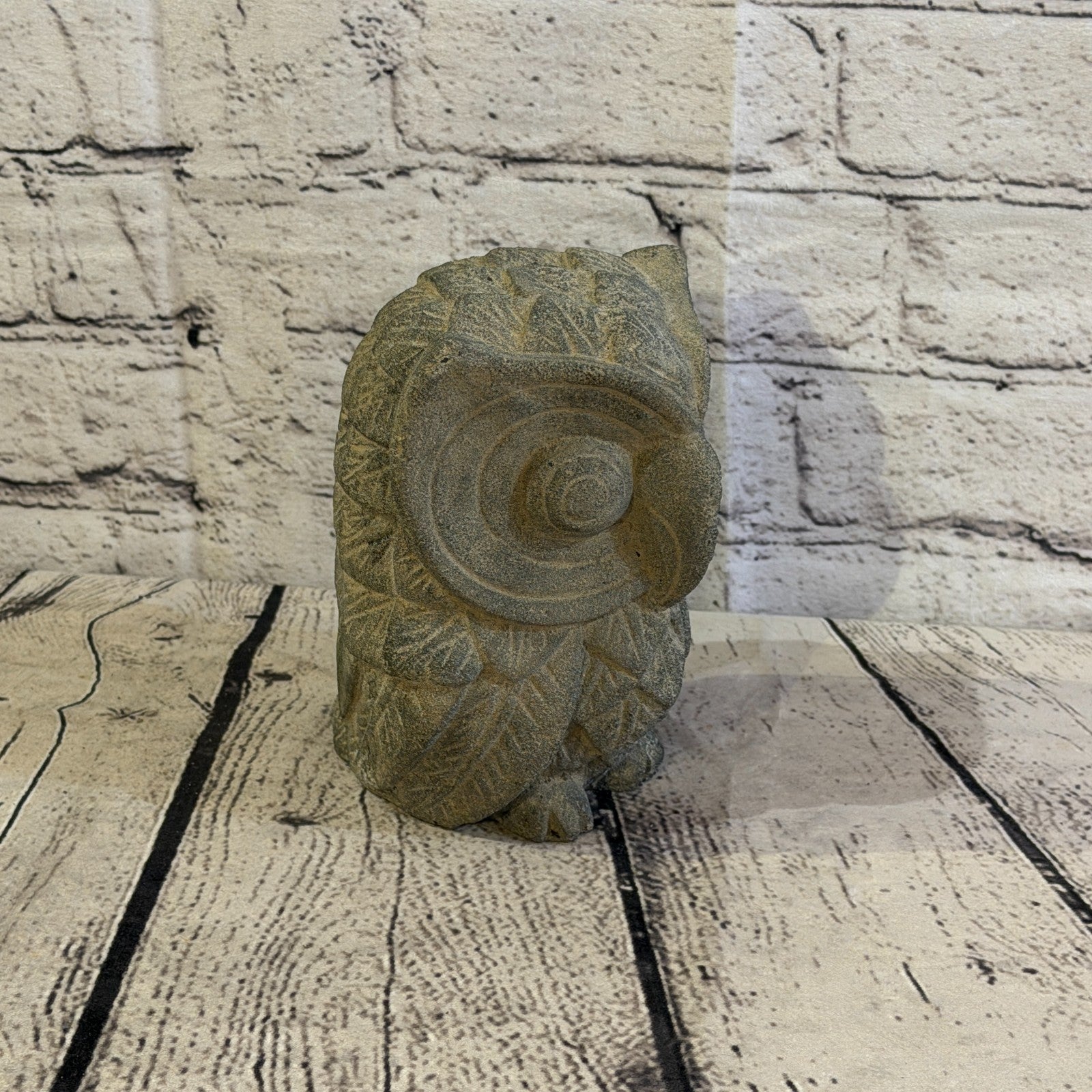 Standing Barn Owl Stone Garden 10cm x 15cm Ornament Indoor Statue Hindu2