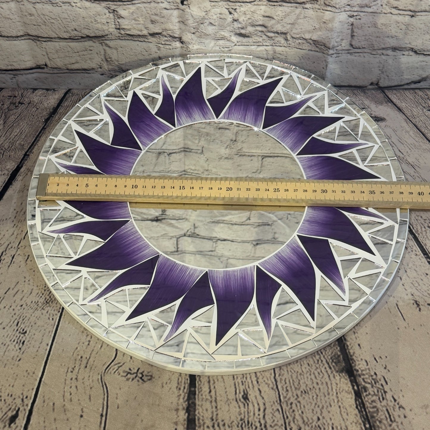 Purple Sun Flame Mosaic Tile Wall Mirror 40cm x 40cm 16 Inches Handmade3