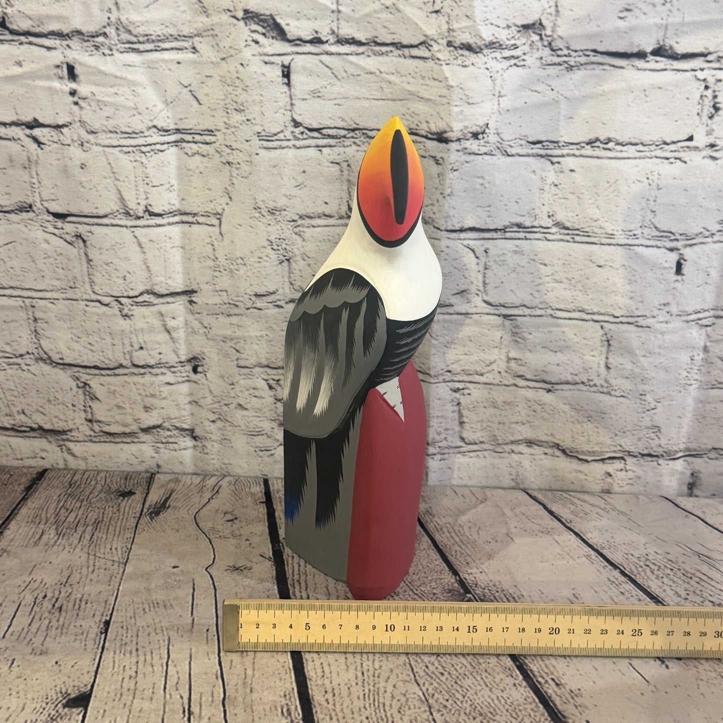 30cm Black White Toucan Bird Ornament Statue Fair Trade Hand Made Carved Wood8
