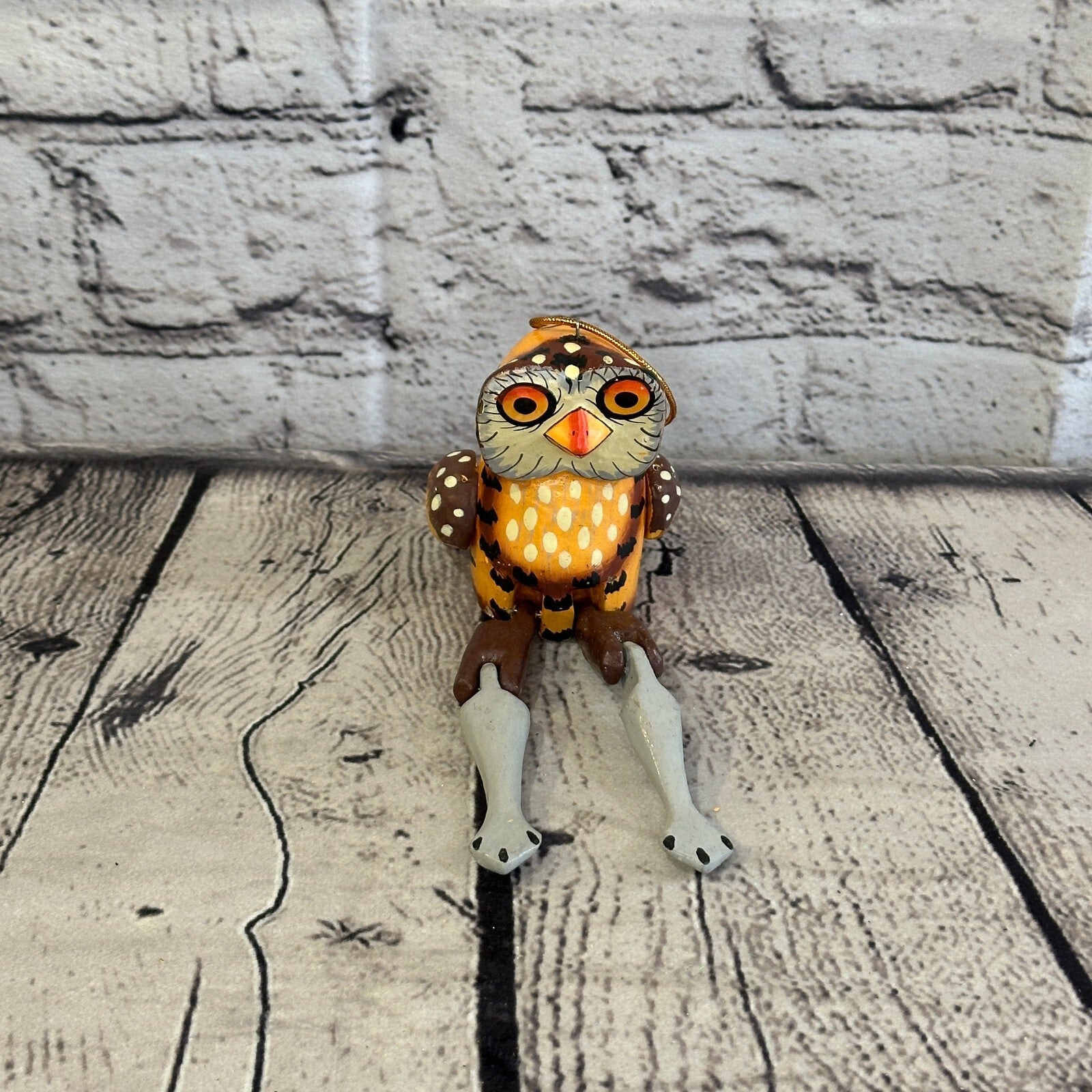 10cm Brown Owl Sitting Animal, Wooden Shelf Ornament Handmade and Fairtrade1