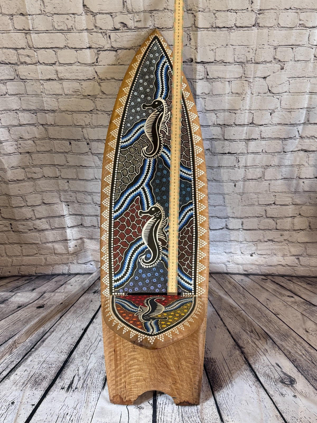 120cm Dotted Surf Board Shape African Birthing Chair Hand Carved Wooden Tribal4