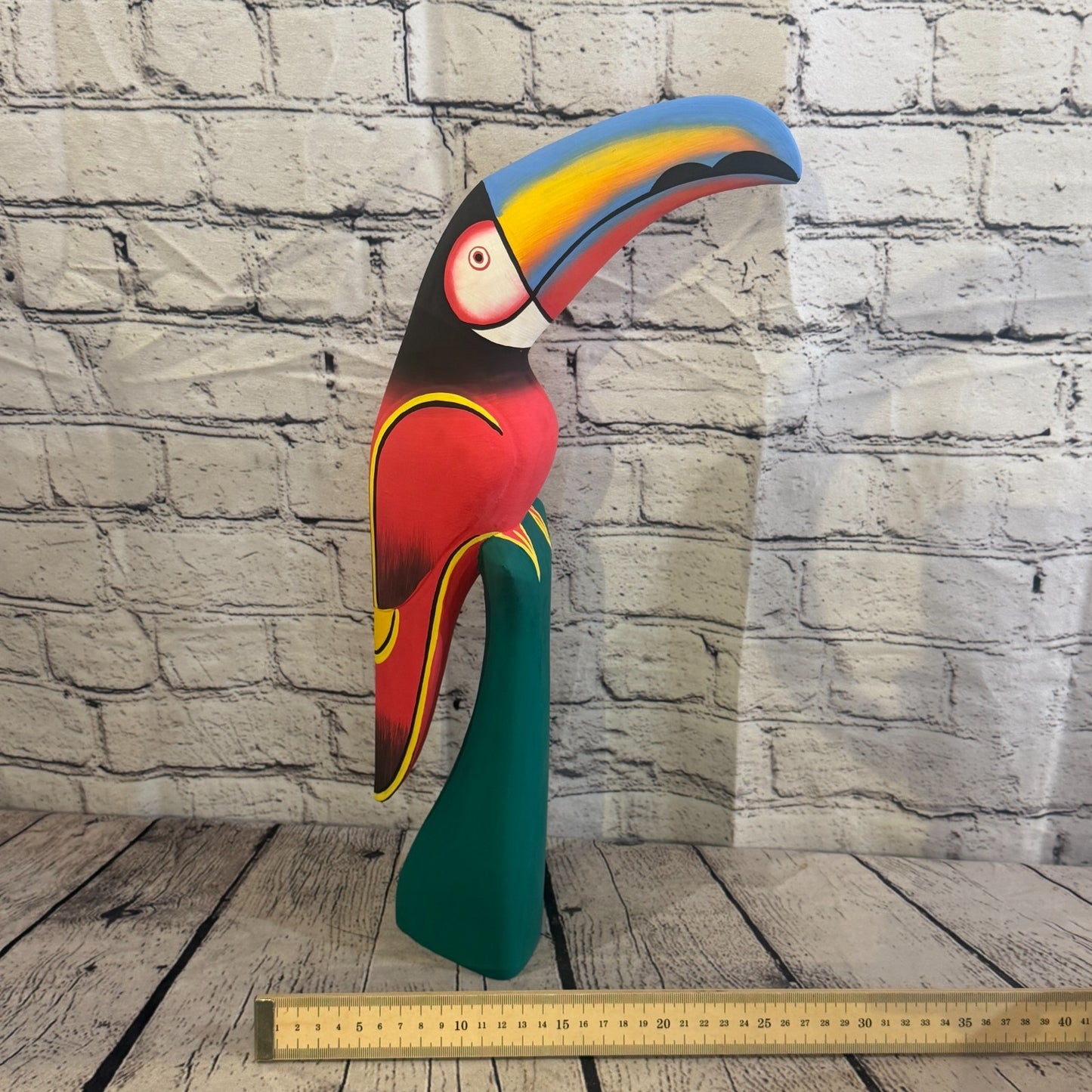 40cm Dark Red Toucan Bird Ornament Statue Fair Trade Hand Made Carved Wood6