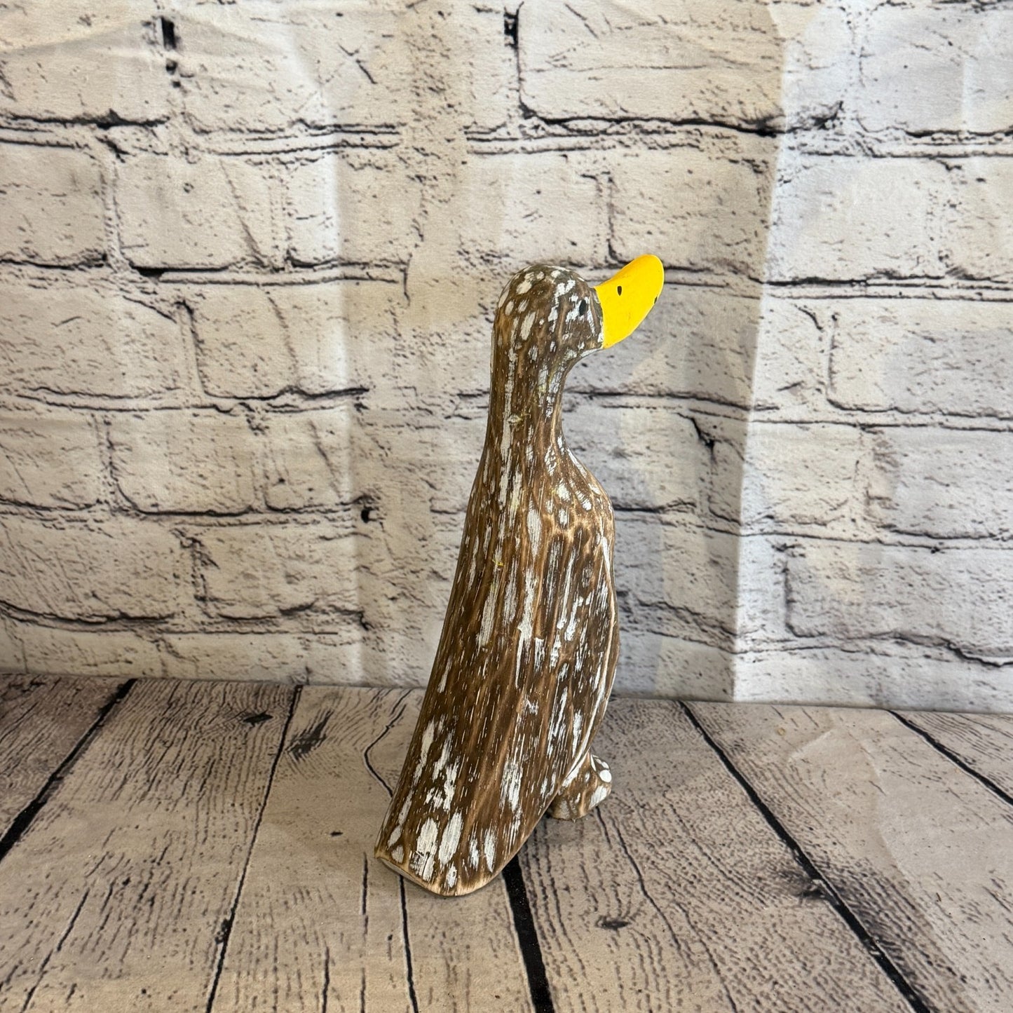 Looking Forward 25cm Tall Wooden Brown Duckling Baby Duck Shabby Wood Fairtrade4