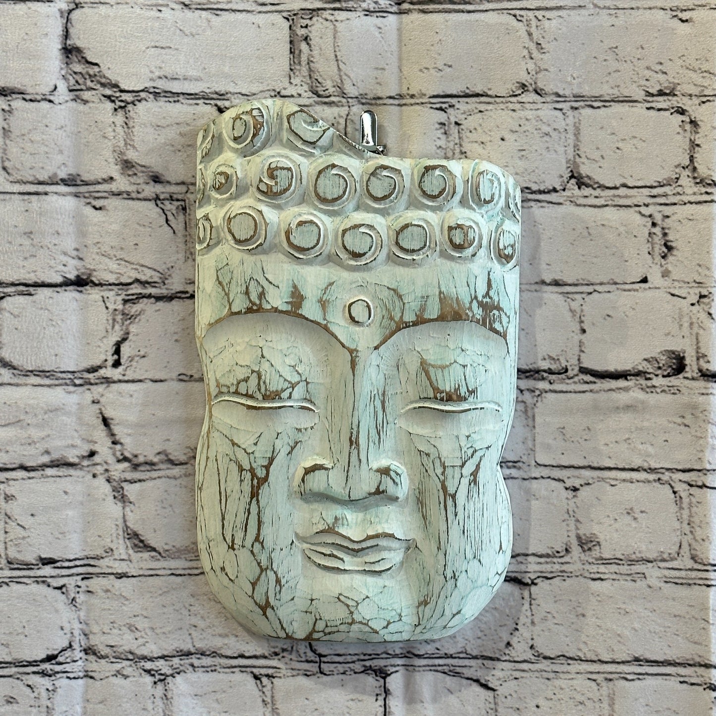 30cm Blue Tiki Style Wall Decoration Buddha Head Designer Mask Wooden Handmade2