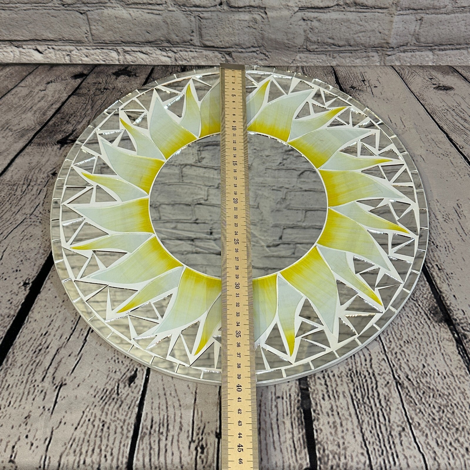 White Sun Flame Mosaic Tile Wall Mirror 40cm x 40cm 16Inches Handmade4