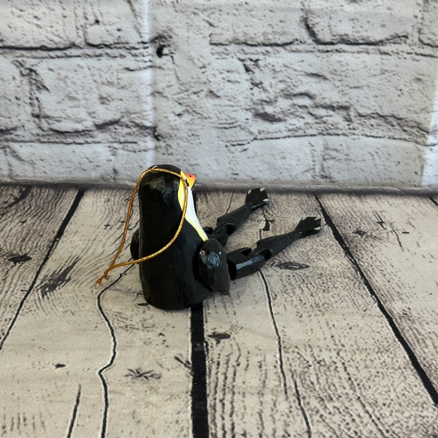 10cm Penguin Sitting Animal, Wooden Shelf Ornament Handmade and Fairtrade4