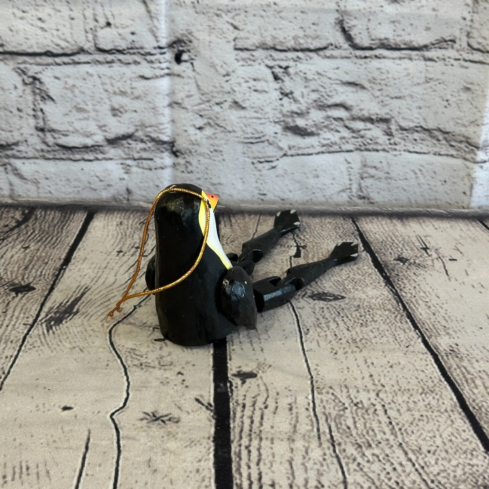 10cm Penguin Sitting Animal, Wooden Shelf Ornament Handmade and Fairtrade4