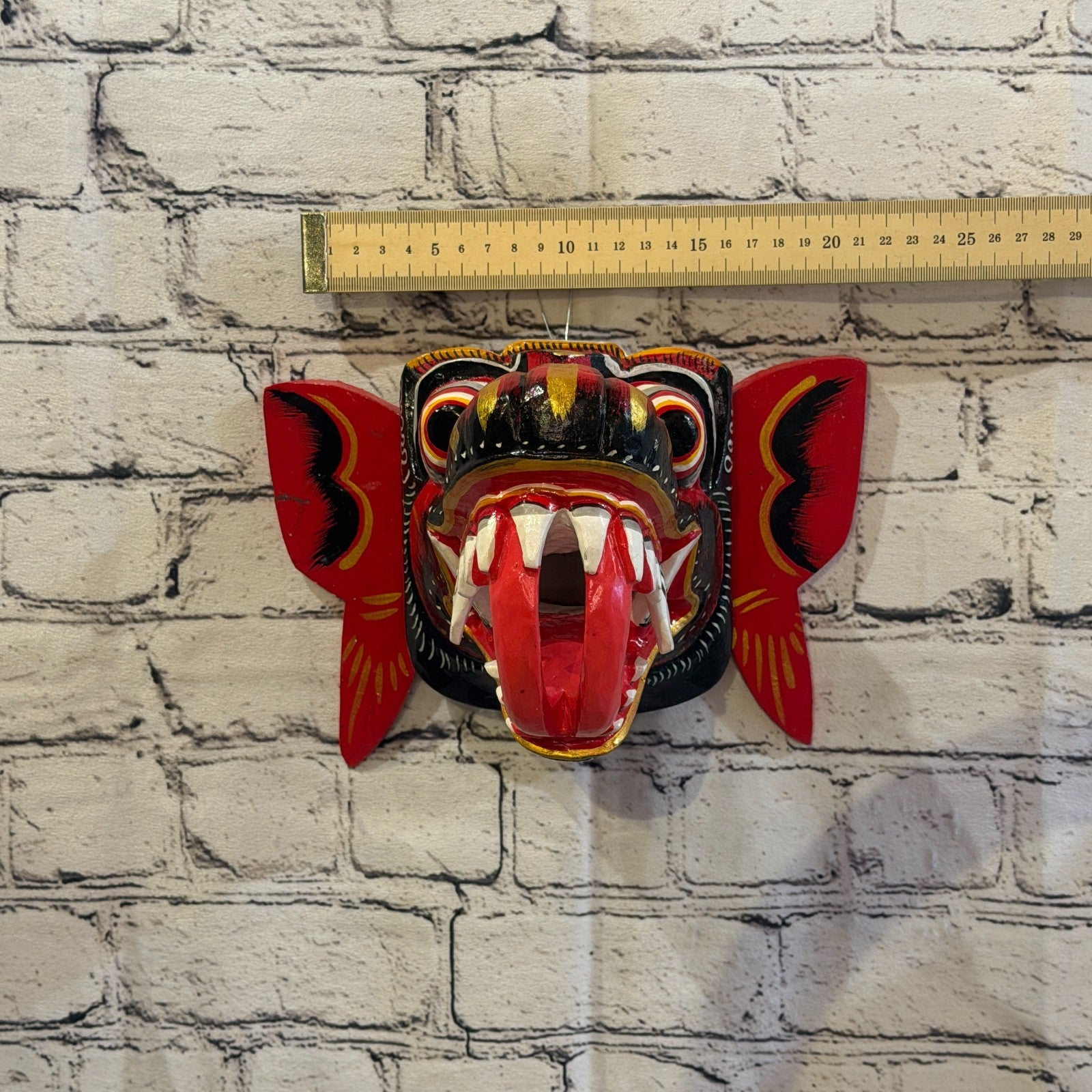 20cm Naga Basukih Red Dragon Hindu Deity Wooden Hand Carved Mask Painted8