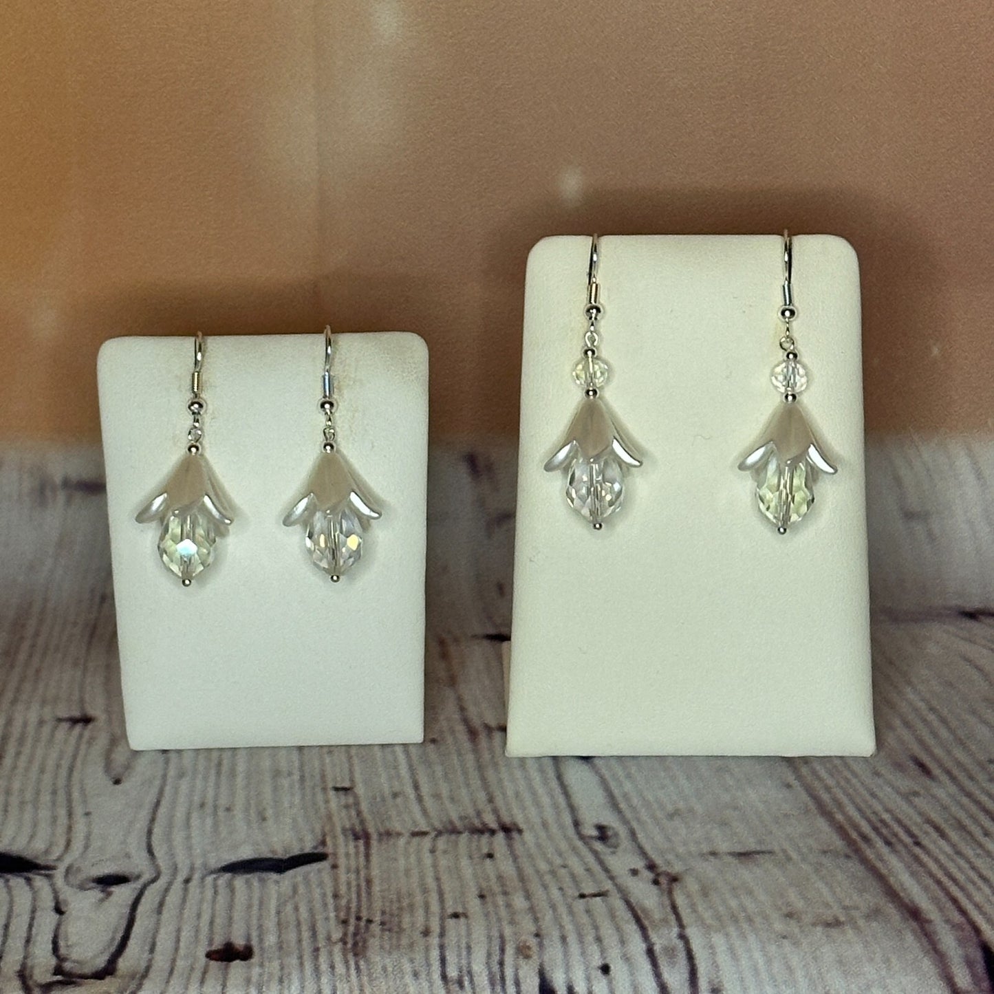 Clear Drop Crystal Lily Flower With Dangle Drop Earrings Handmade UK Jewellery3