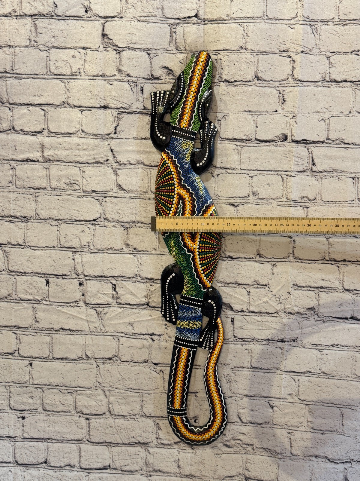 80cm Gecko Carved Wooden Dot Painted Ethnic Tribal Tiki Wall Art No 5 New3