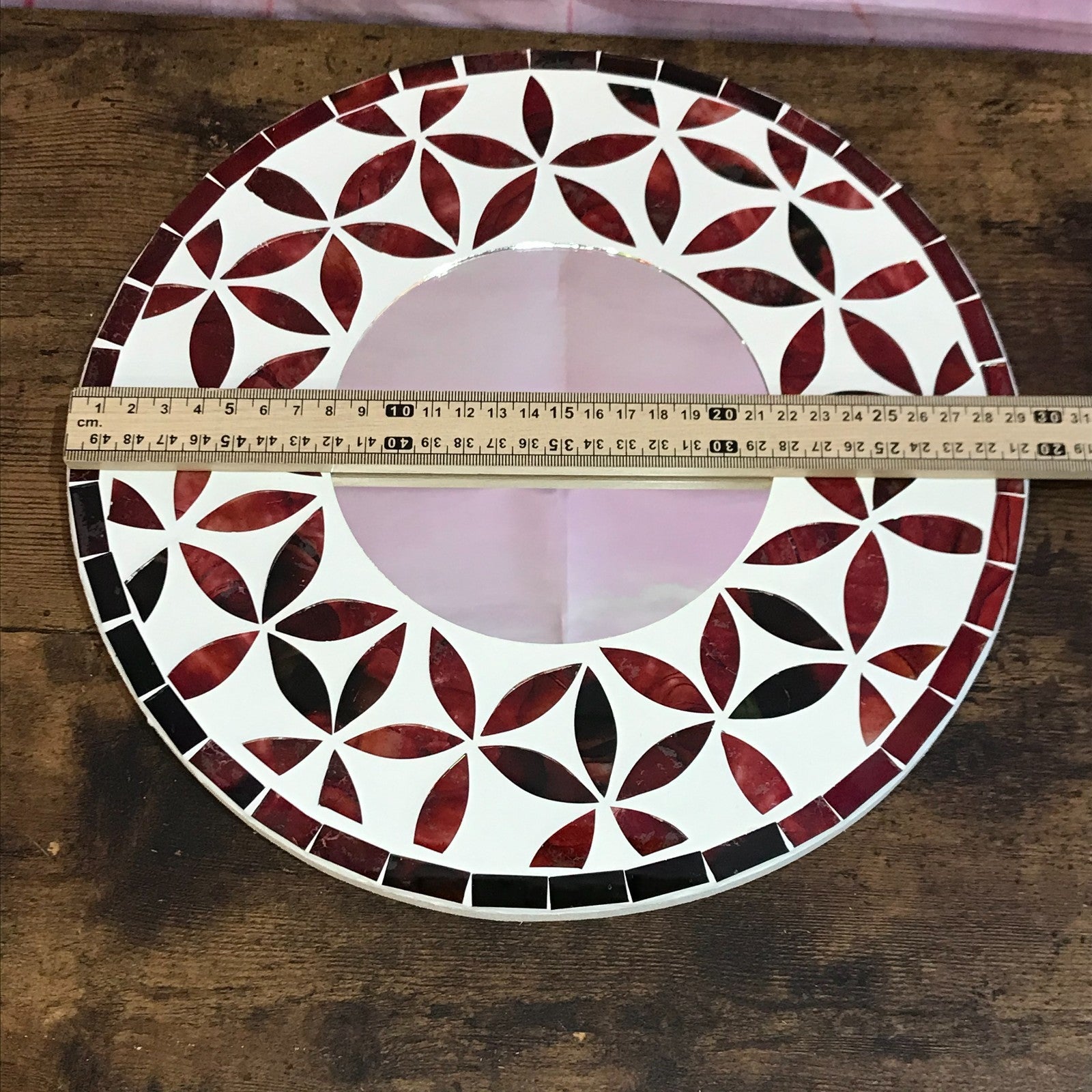 Red Flower Mosaic Tile Wall Mirror 30cm x 30cm 12 Inches Handmade New3