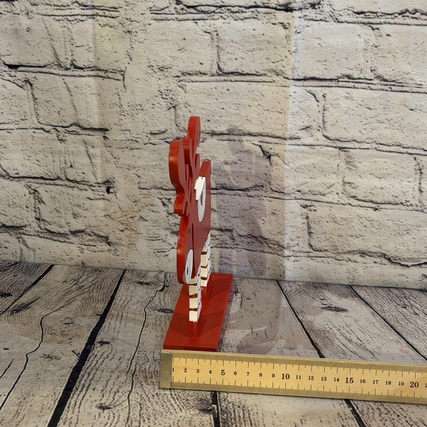25cm x 20cm Red Heart Handcrafted Wood Reindeer Xmas Christmas Ornament Antlers7