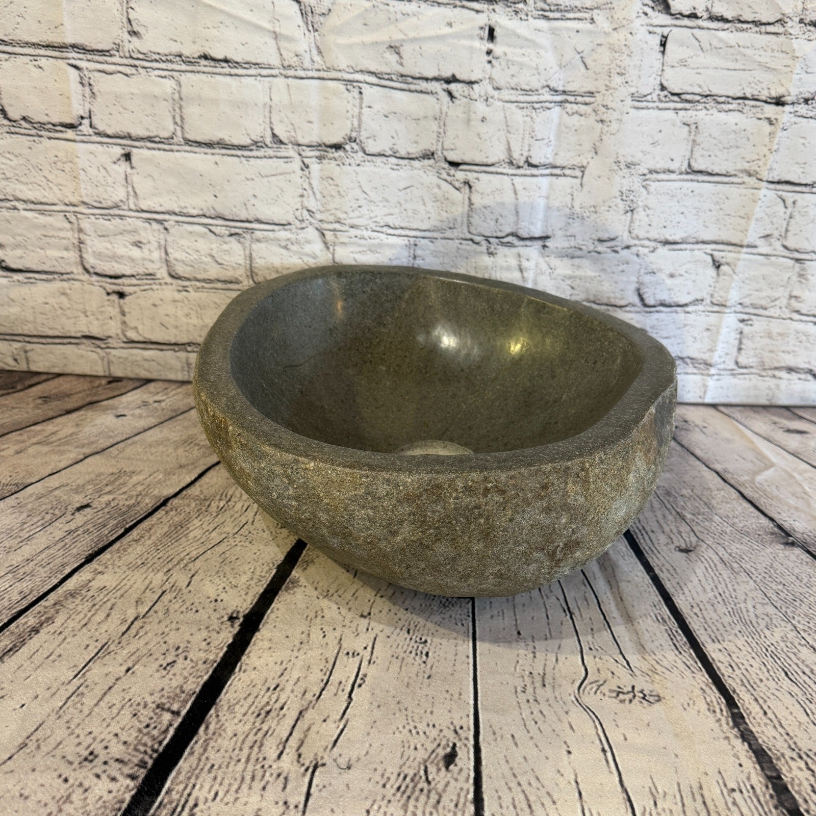 32cm x 31cm Wash Basin Bathroom Counter Top Washing River Stone Bowl Sink No 63