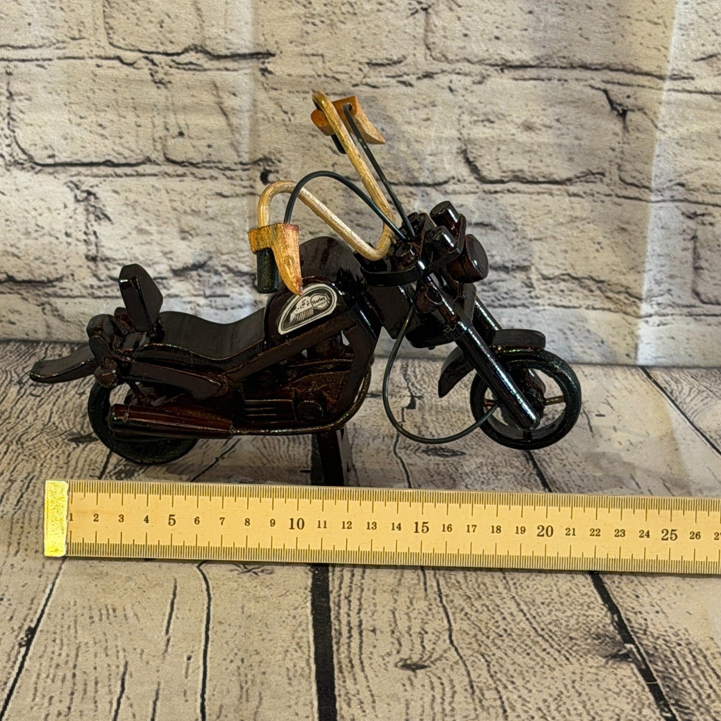 20cm Small Dark Wood Motorbike Motorcycle Model Wooden Ornament Decorative Bike6