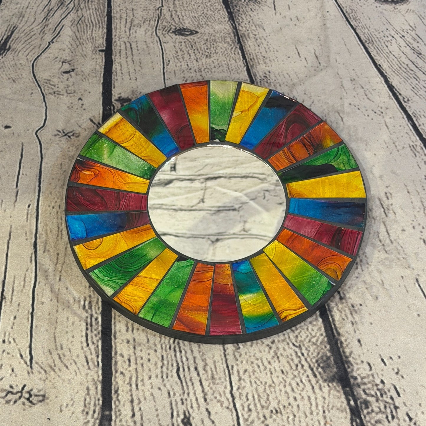Rainbow Line Black Mosaic Tile Wall Mirror 20cm x 20cm 8 Inches Handmade2