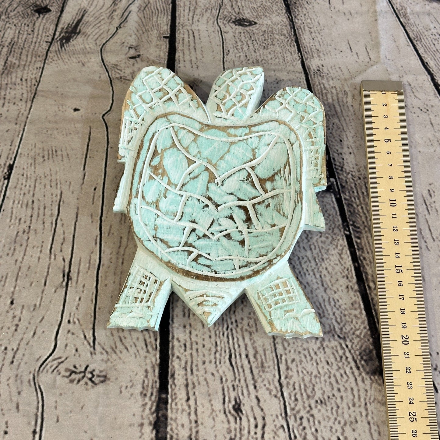 20cm Blue Sea Turtle Bowl Trinket Dish Decoration Designer Mask Wooden Handmade5