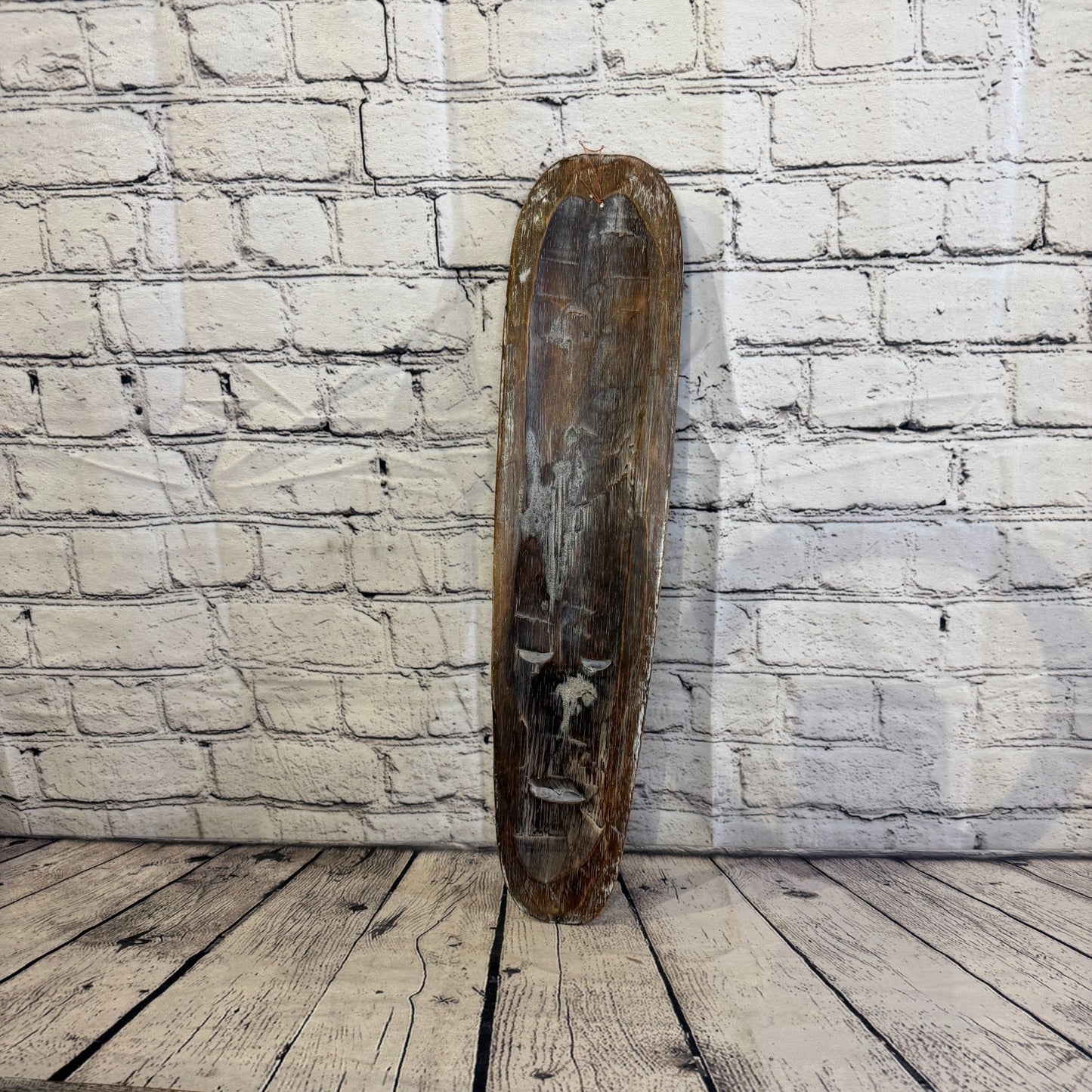 50cm Swirl Brown Thin Painted Mask Carved Wooden Ethnic Tribal Tiki Wall Art5