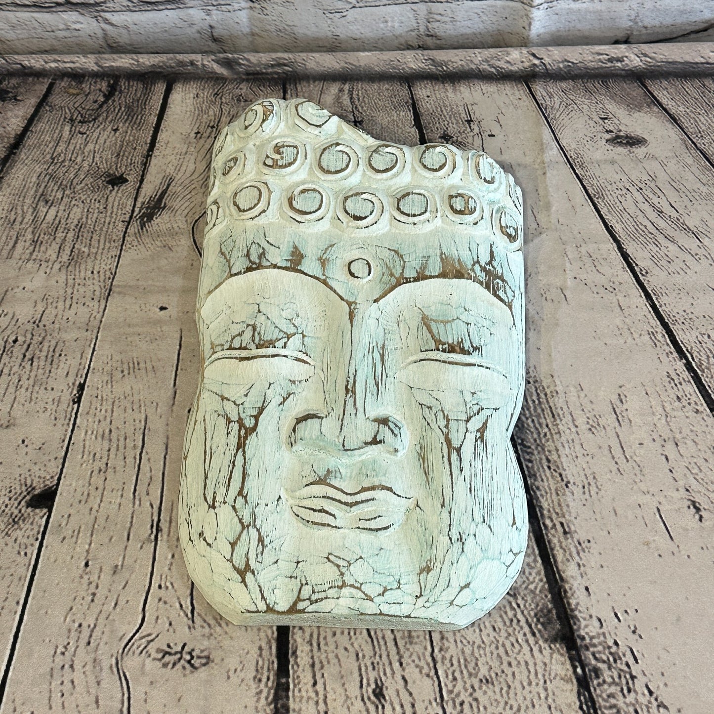 30cm Blue Tiki Style Wall Decoration Buddha Head Designer Mask Wooden Handmade4