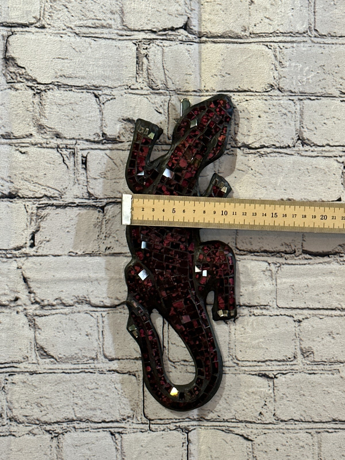 30cm Gecko Cherry Red Mosaic Wall Hanging Wooden Ornaments Wood Carving3