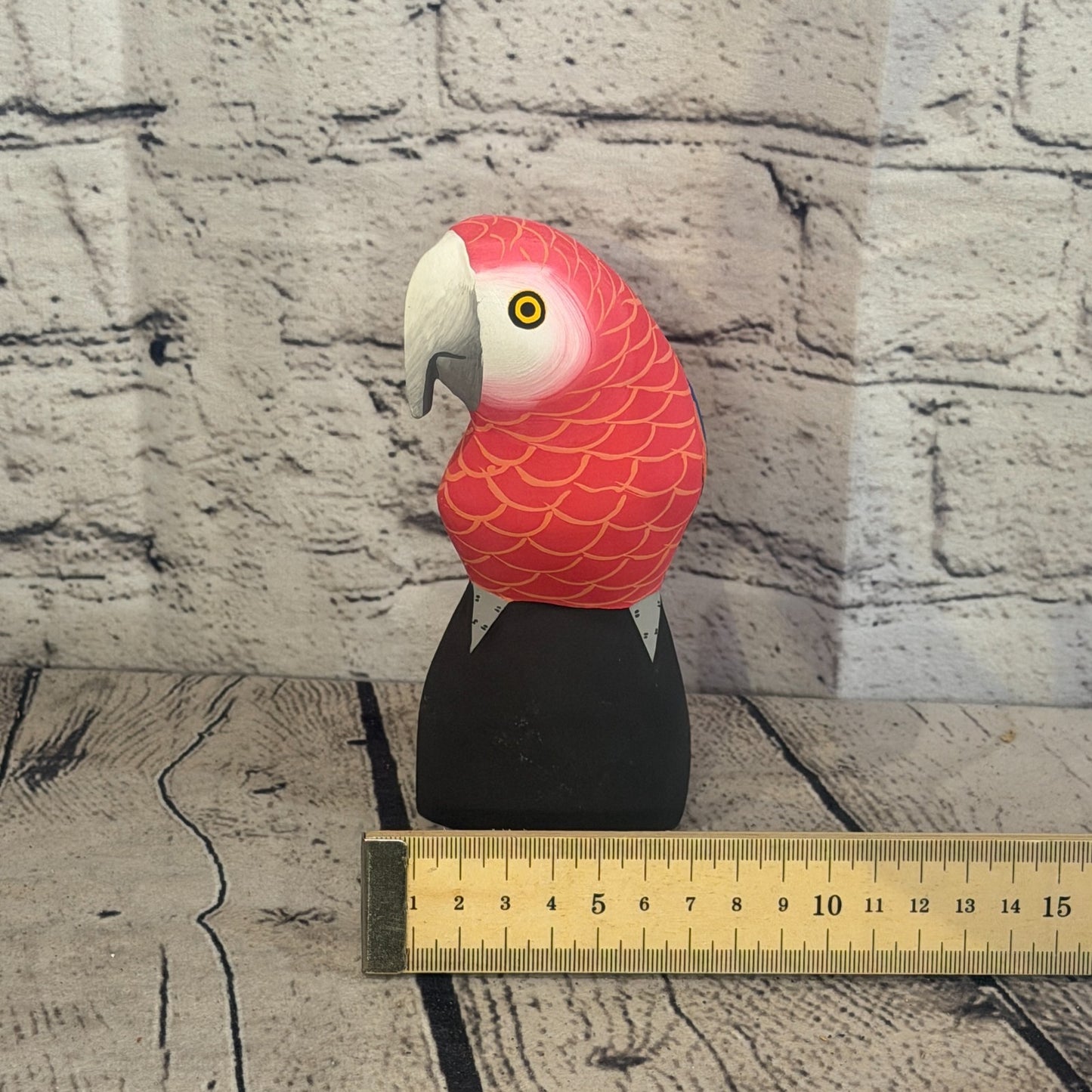15cm Bright Red Parrot Bird Ornament Statue Fair Trade Hand Made Carved Wood6
