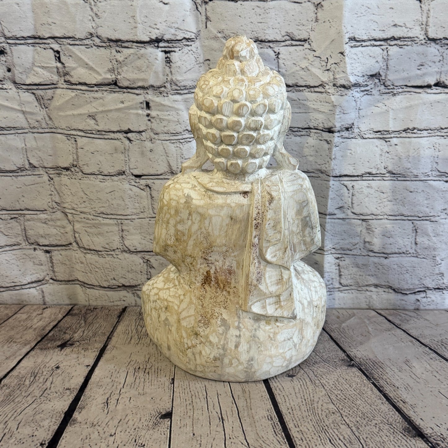 40cm White Meditating Buddha Ornament Sculpture Statue Buddhas Hand Carved Wood4
