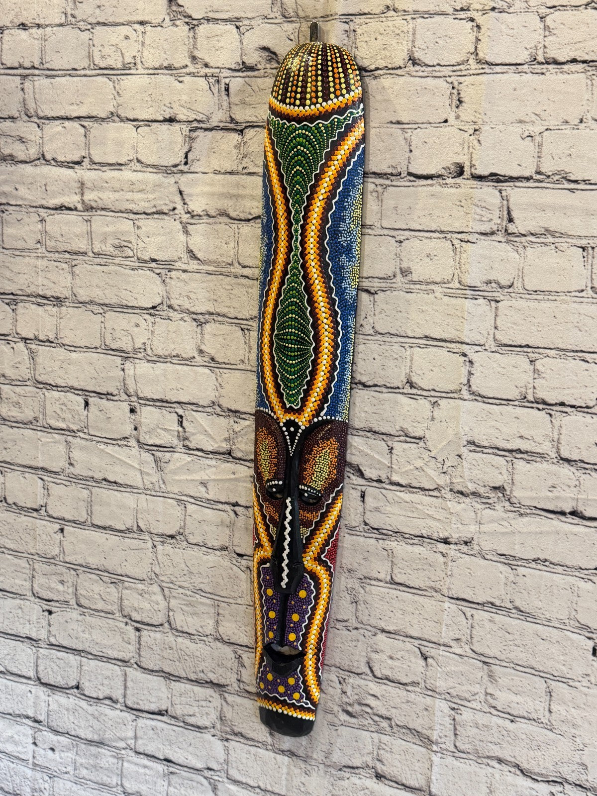 80cm Mask Carved Wooden Dot Painted Ethnic Tribal Tiki Wall Art No 4 New1