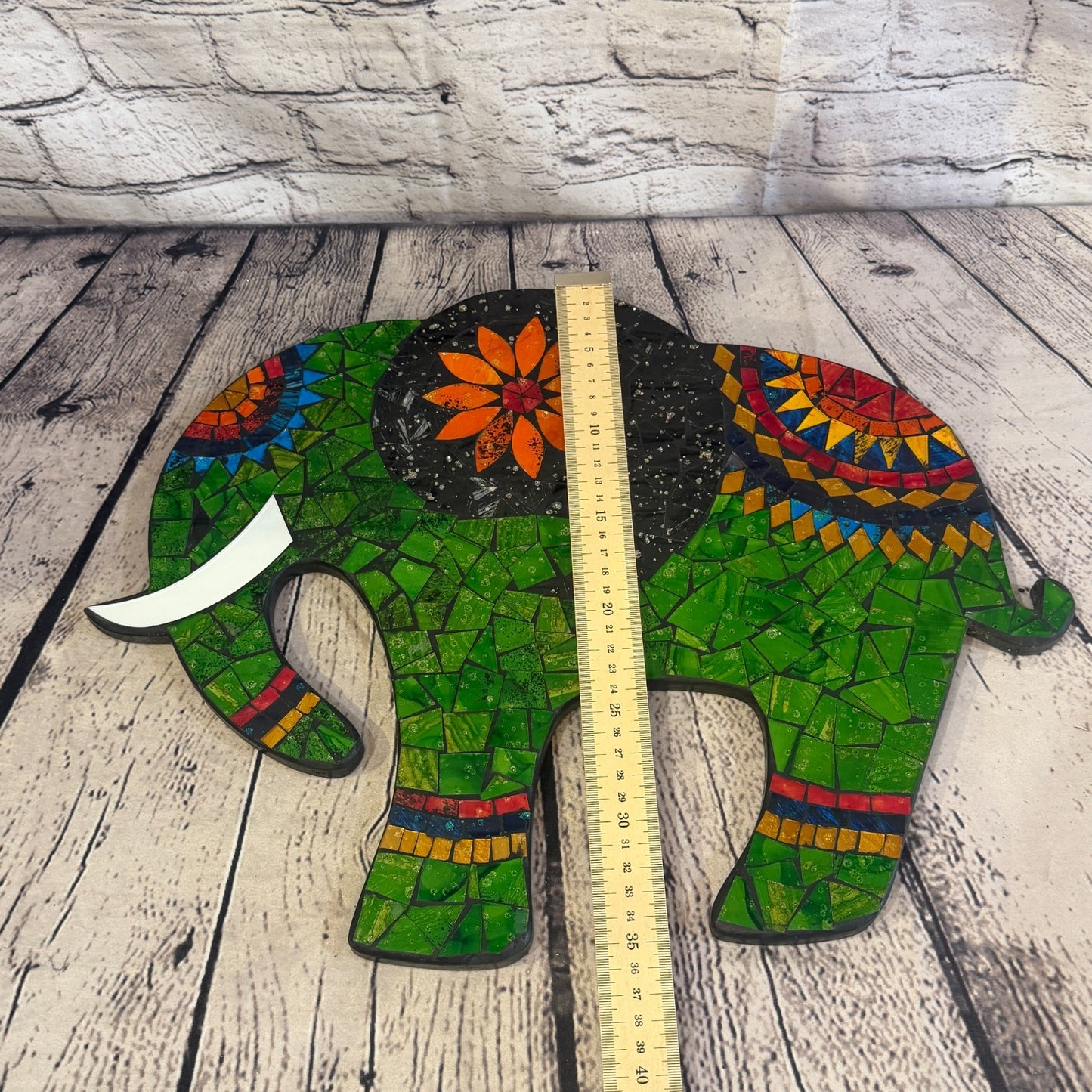 Green Elephant Mosaic Tile Wall Mirror 40cm x 40cm 16 Inches Handmade5