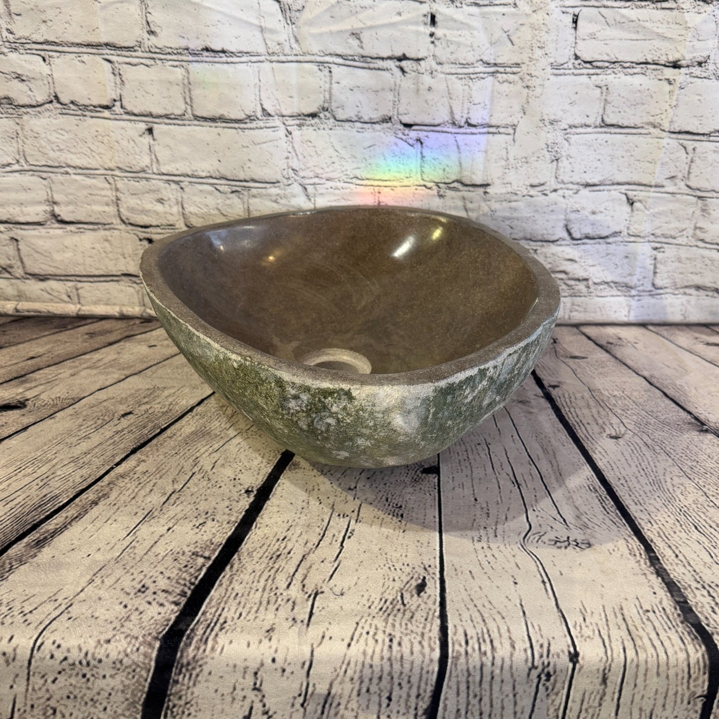 41cm x 34cm Wash Basin Bathroom Counter Top Washing River Stone Bowl Sink No 243