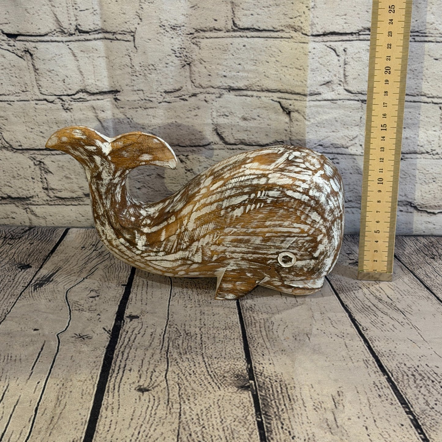 25cm x 12cm Whale Brown Fish Wood Coastal Ocean Bathroom Decoration5