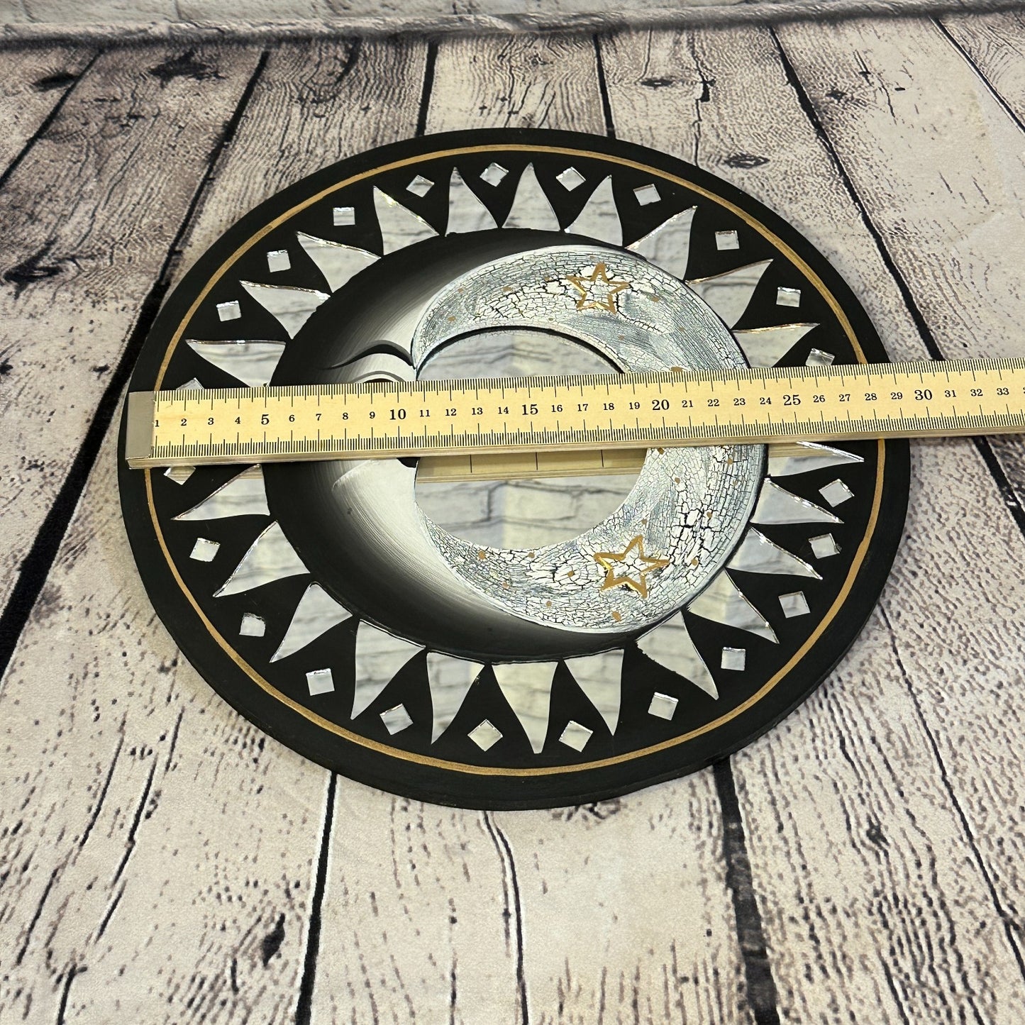 Black Full Moon Mosaic Tile Wall Mirror 40cm x 40cm 16 Inches Handmade Fairtrade3