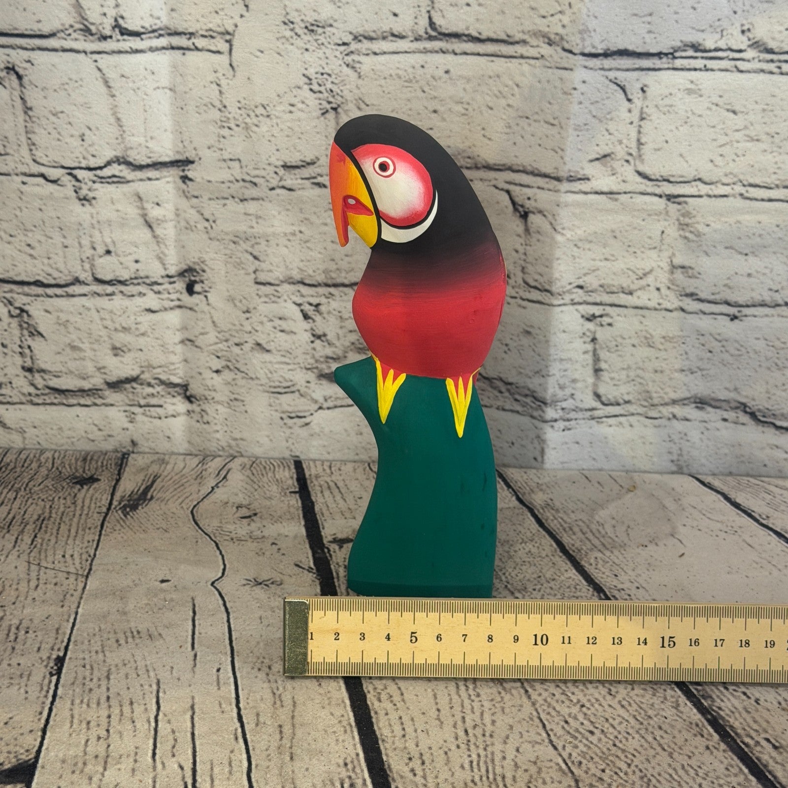 20cm Dark Red Parrot Bird Ornament Statue Fair Trade Hand Made Carved Wood6