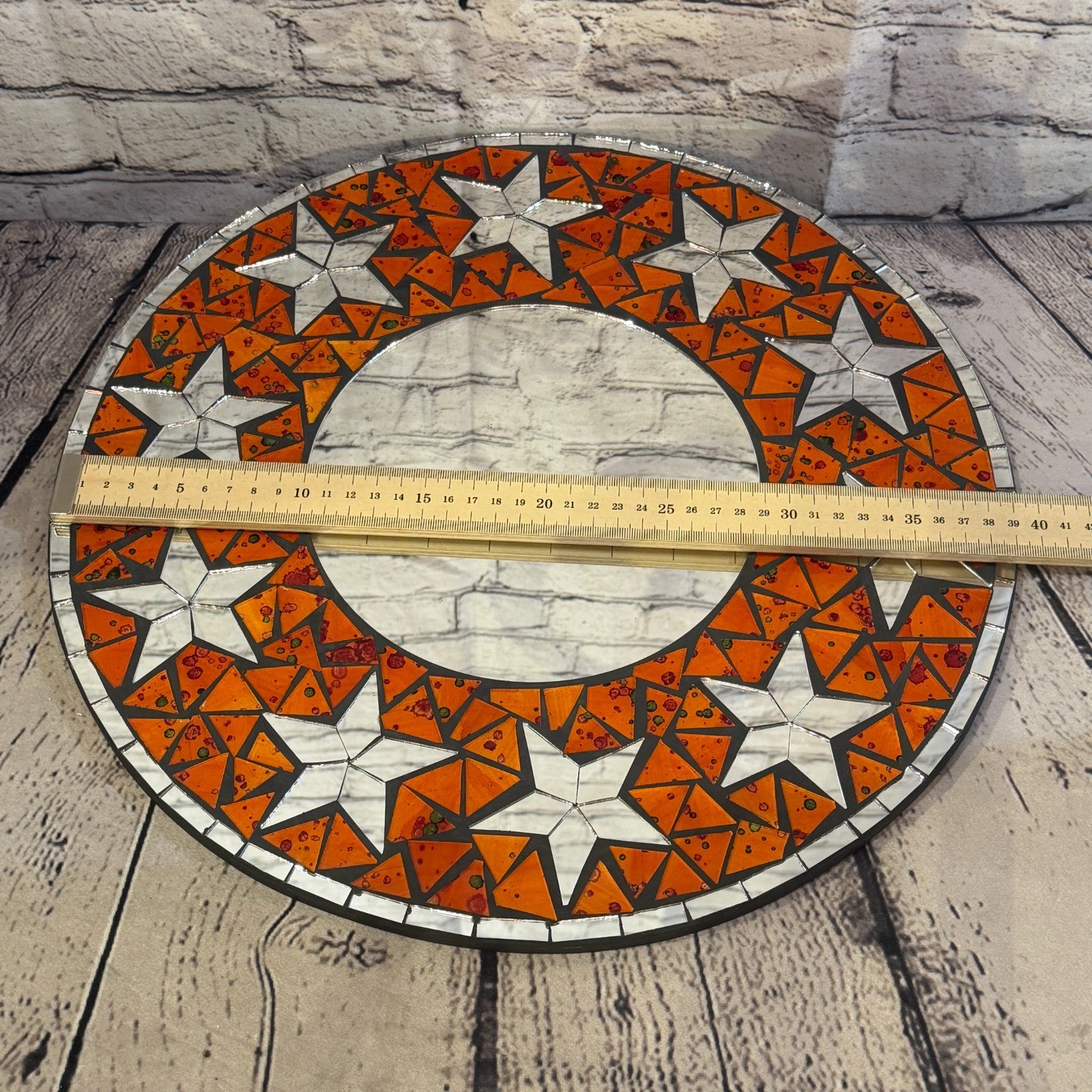 Orange Star Black Mosaic Tile Wall Mirror 40cm x 40cm 16 Inches Handmade3