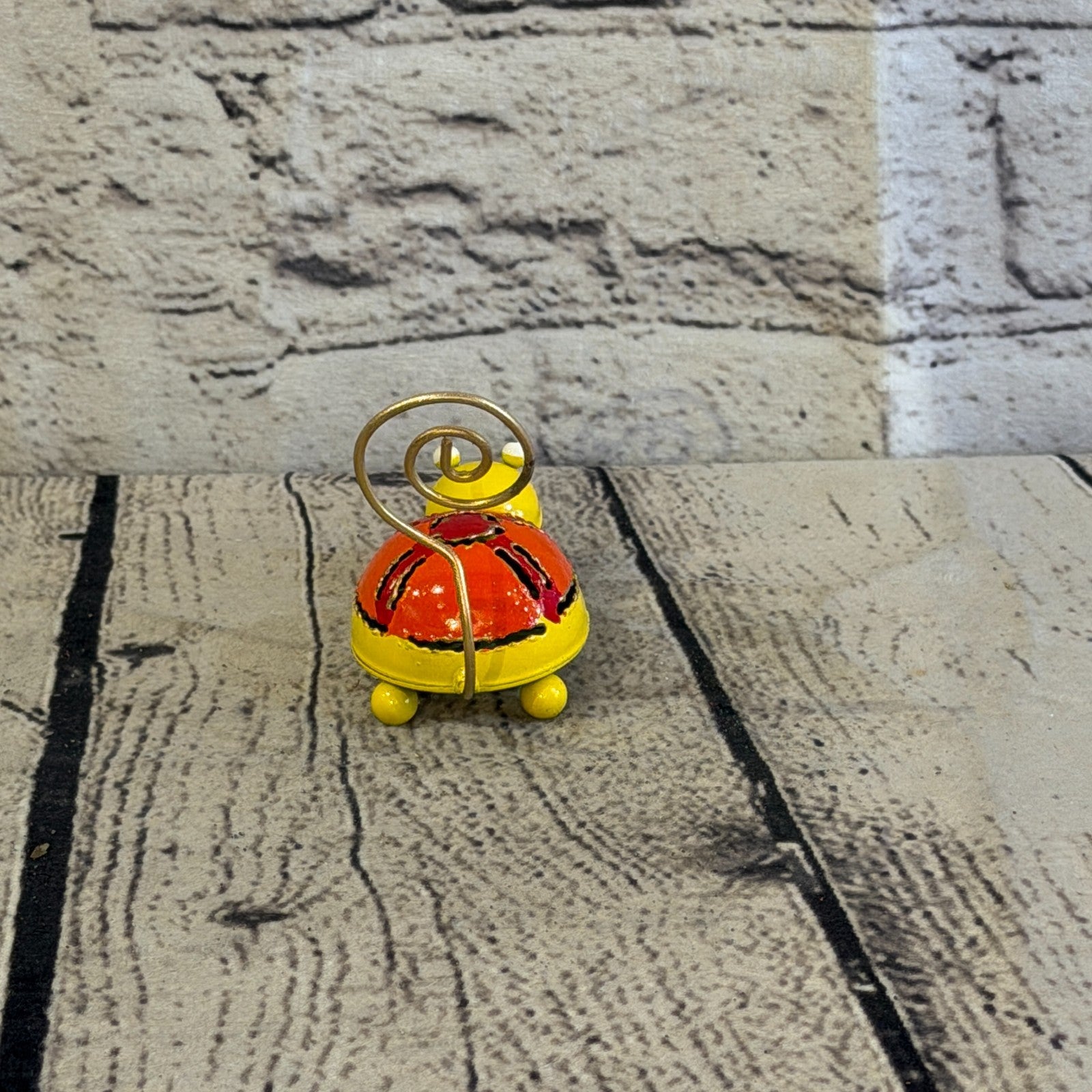 7cm x 7cm Colourful Yellow Tortoise Turtle Metal Tin Standing Ornament Statue4