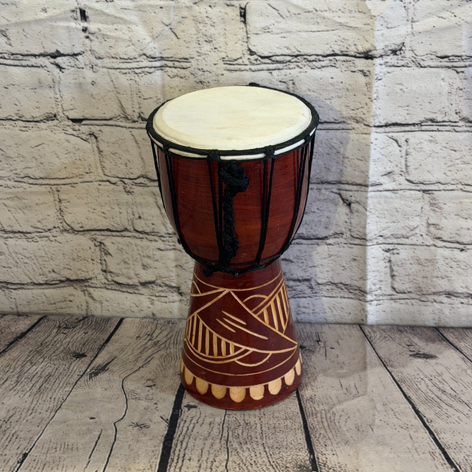 25cm Carved Djembe Drums Musical Instrument Hand Made Fair Trade Dot Painted1