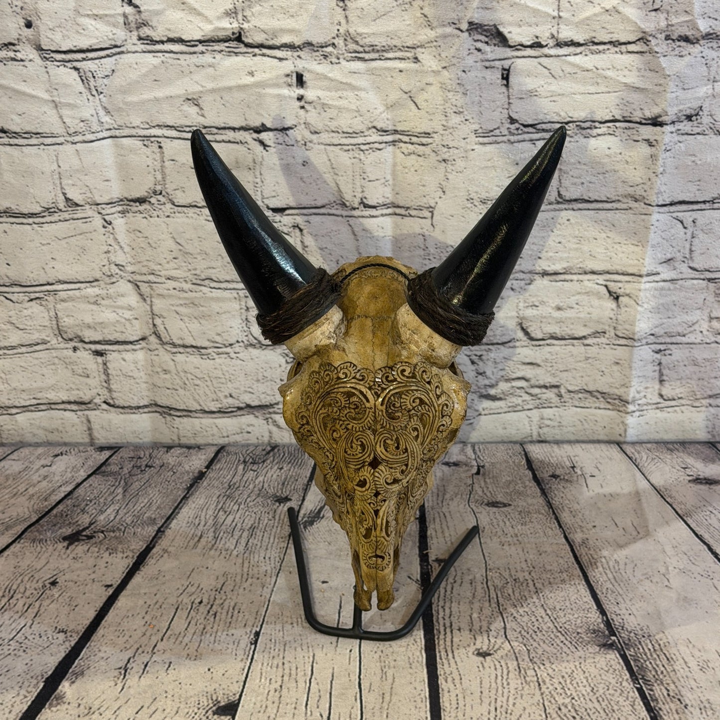 30cm Carved Buffalo Ram Wild Replica Skulls Wall Hanging Carved Stand Design 17