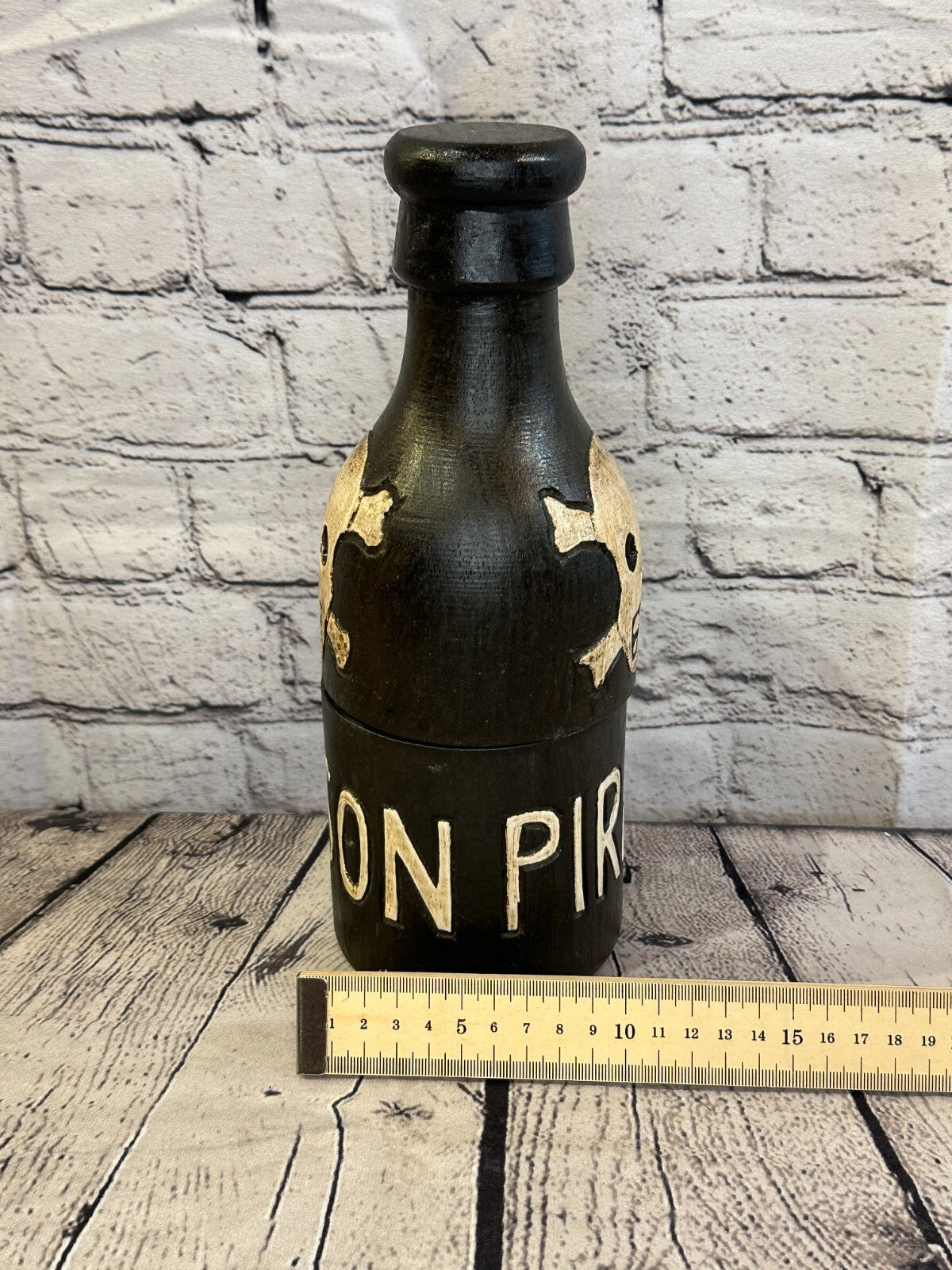 28cm x 10cm x 10cm Bottle Pirate Wooden Gothic Skeleton Skull Head Jewellery Box8