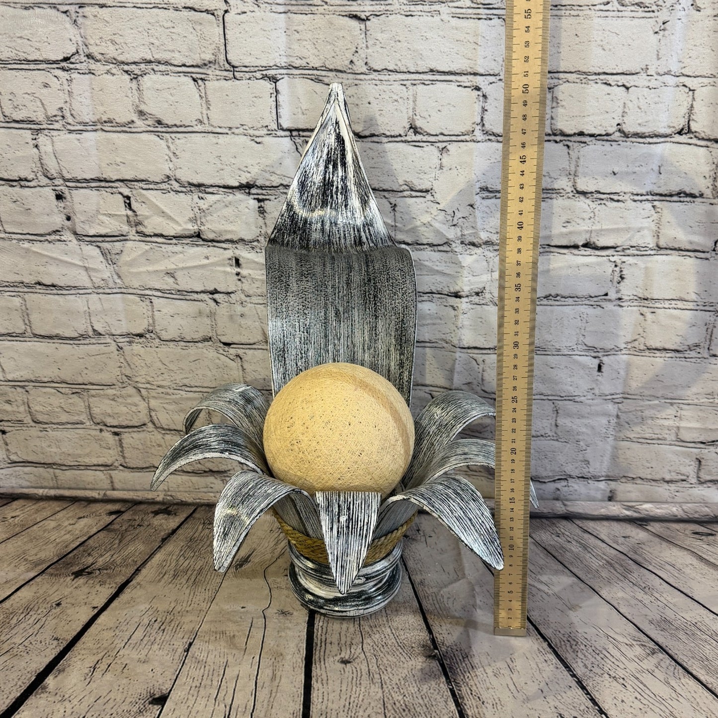 White Light Silver Natural 50cm Tall Leaf Lamp Twist LED UK Mains Plug Design 75