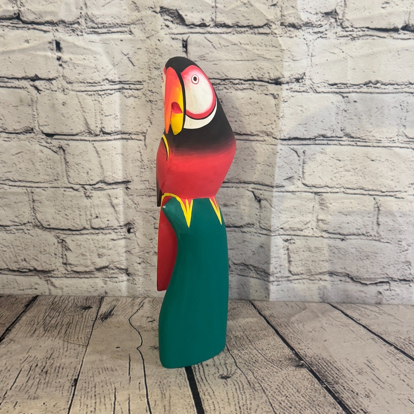 30cm Dark Red Parrot Bird Ornament Statue Fair Trade Hand Made Carved Wood1