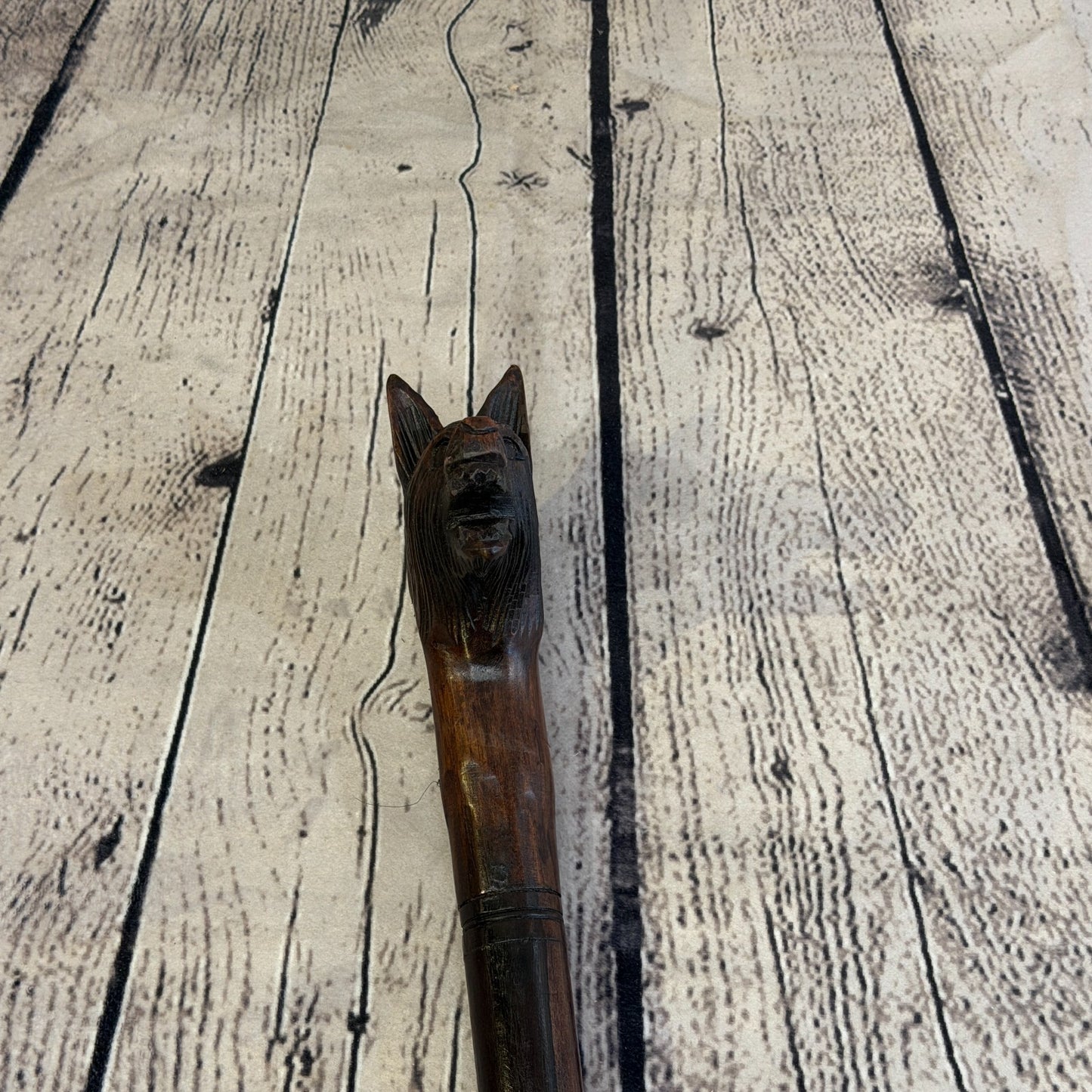 Wolf Head 90cm Tribal African Walking Stick Cane Hand Carved Dark Wood5