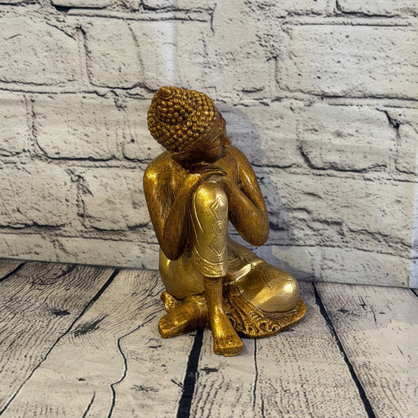 Bronze & Bronze 20cm x 10cm Thai Kneeling Buddha Sitting  Statue Resin Hindu2