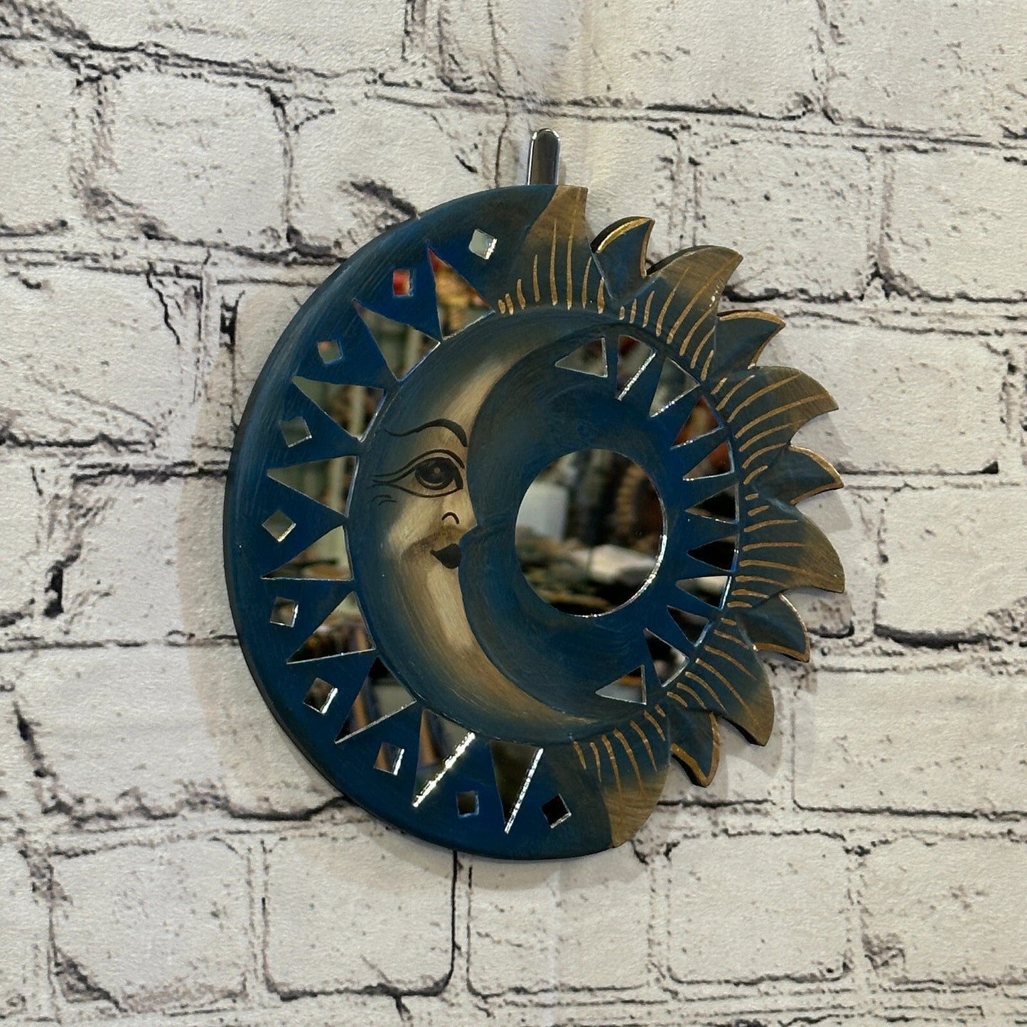 Blue Half Moon Mosaic Tile Wall Mirror 20cm x 20cm 8 Inches Handmade Fairtrade0