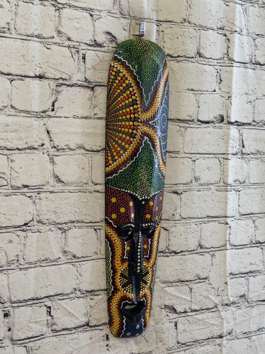 50cm Mask Carved Wooden Dot Painted Ethnic Tribal Tiki Wall Art No 9 New0
